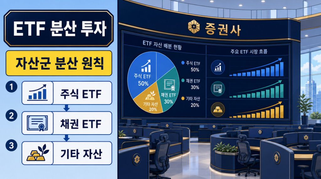 ETF 분산 투자 기초 원칙과 자산군 배분 포트폴리오 구성 인포그래픽