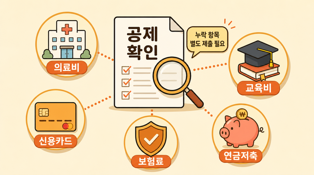 연말정산 간소화 서비스 공제 항목별 아이콘 일러스트