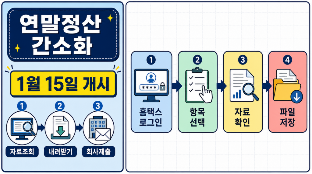 연말정산 간소화 서비스 조회 절차 단계별 인포그래픽