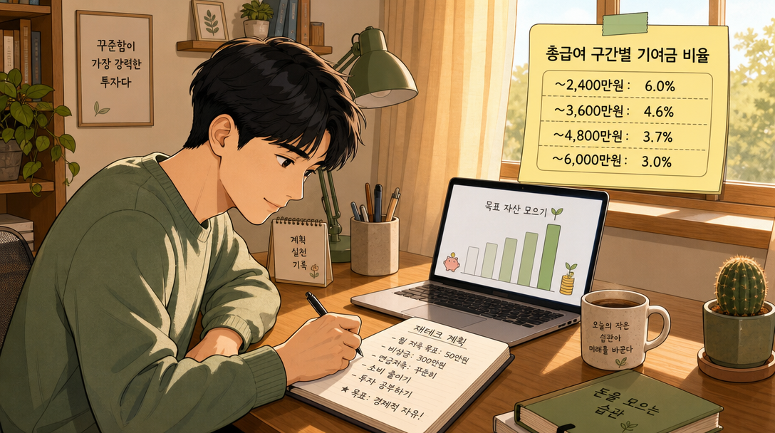 청년도약계좌 가입 조건 소득 구간별 기여금 비율 안내 일러스트