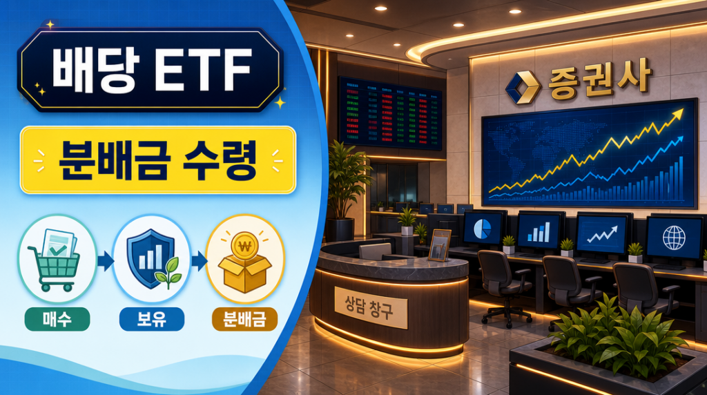 배당 ETF 투자 전략과 분배금 현금흐름 구조를 설명하는 인포그래픽