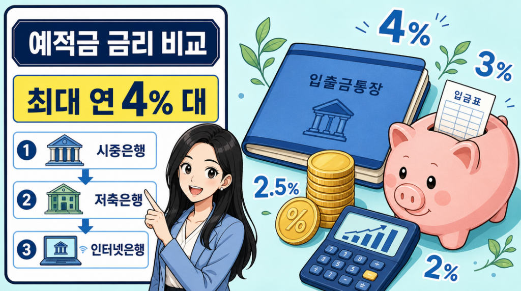 예적금 금리 비교 — 시중은행·저축은행·인터넷은행 금리 인포그래픽