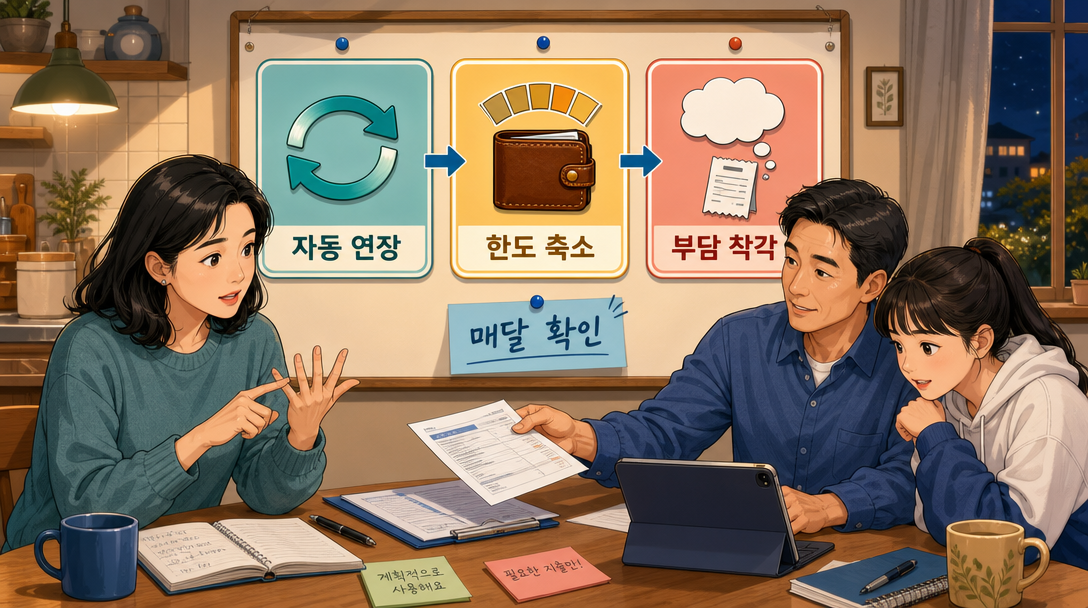 카드 리볼빙 이용 시 주의점 세 가지를 정리한 인포그래픽