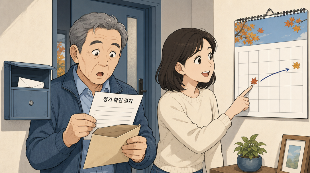 매년 정기 확인에서 기준을 넘으면 이듬해에 자격을 잃는다는 흐름을 설명하는 인포그래픽