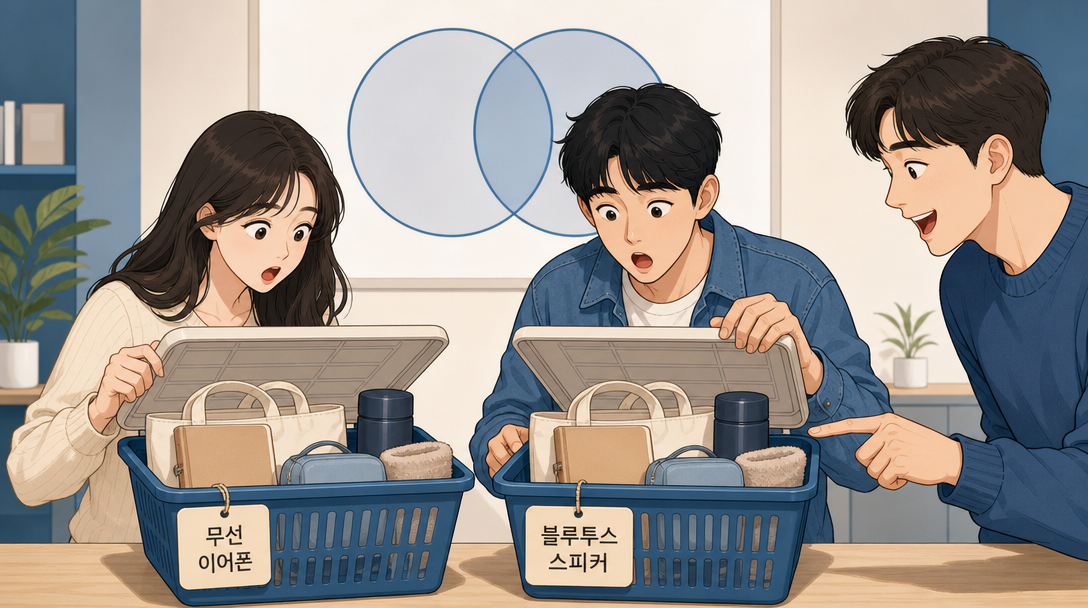 ETF 분산 투자에서 이름이 다른 상품에 같은 종목이 겹쳐 담기는 구조를 설명하는 인포그래픽