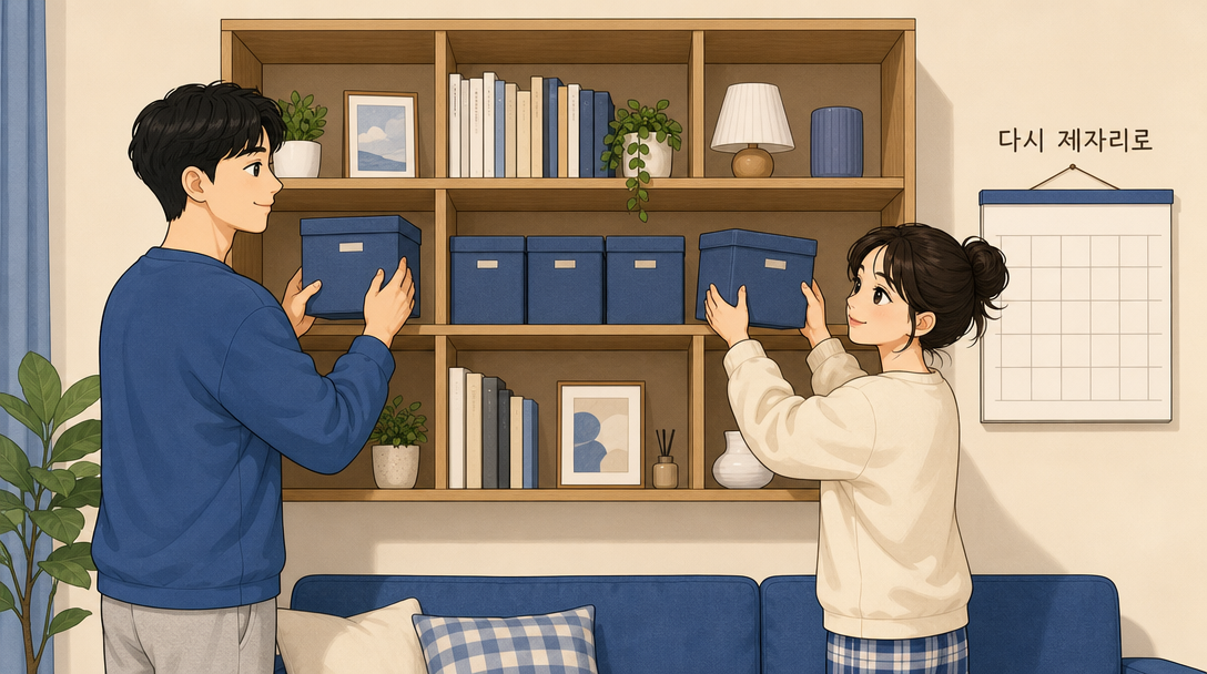 ETF 분산 투자에서 비중이 흐트러졌을 때 원래 비율로 되돌리는 리밸런싱 과정을 설명하는 인포그래픽