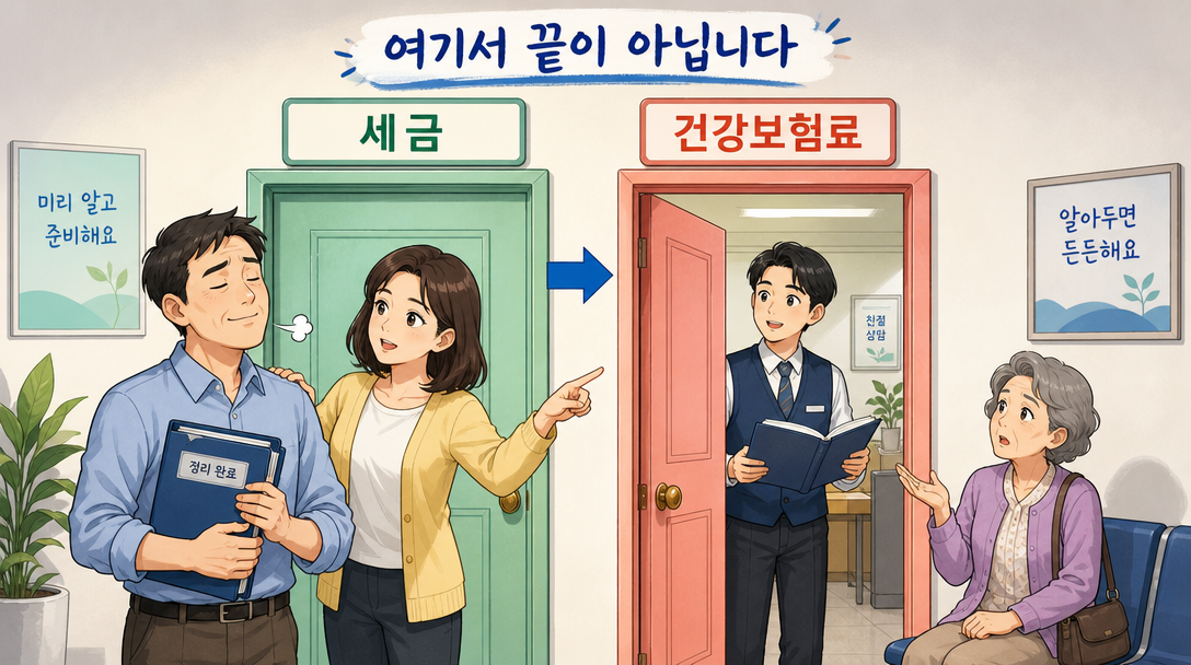 금융소득 종합과세 대상이 되면 세금뿐 아니라 건강보험료까지 영향을 받는다는 인포그래픽