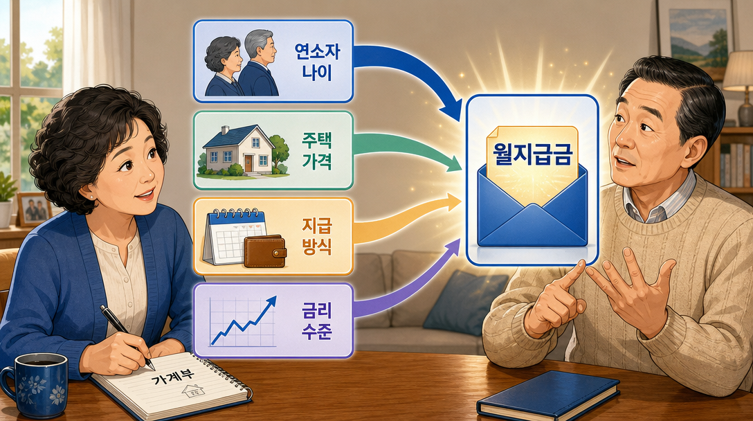 주택연금 월지급금이 정해지는 변수를 보여주는 인포그래픽