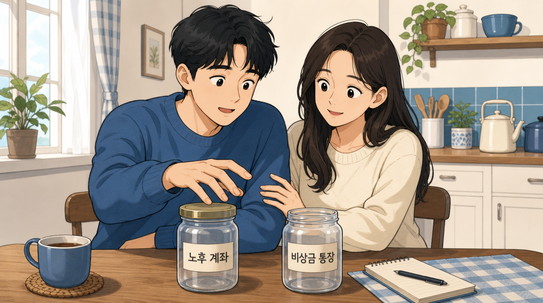 계좌를 깨기 전에 비상금 통장을 먼저 살펴보라는 점을 설명하는 인포그래픽