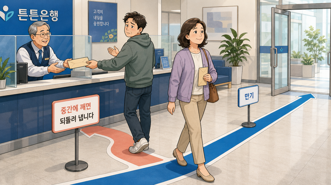ISA 계좌를 의무가입기간 전에 해지하면 받은 혜택을 되돌려 내는 구조를 설명하는 인포그래픽