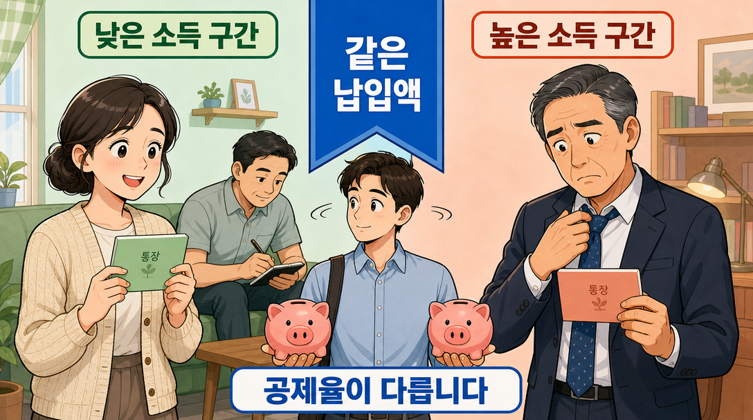 연금저축 세액공제 공제율이 소득 기준으로 갈리는 구조를 설명하는 인포그래픽